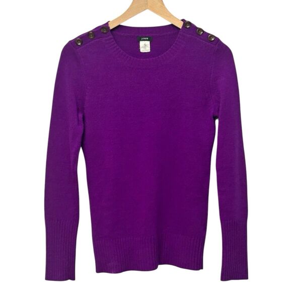 J. Crew Pullover Sweater Wool Cashmere Blend Purple Size Small Buttons Casual - Picture 6 of 16
